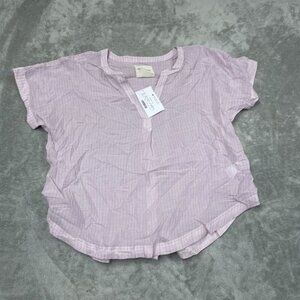 Light Purple Striped Cotton Short Sleeve Button-Back Top L/G NWT 6181